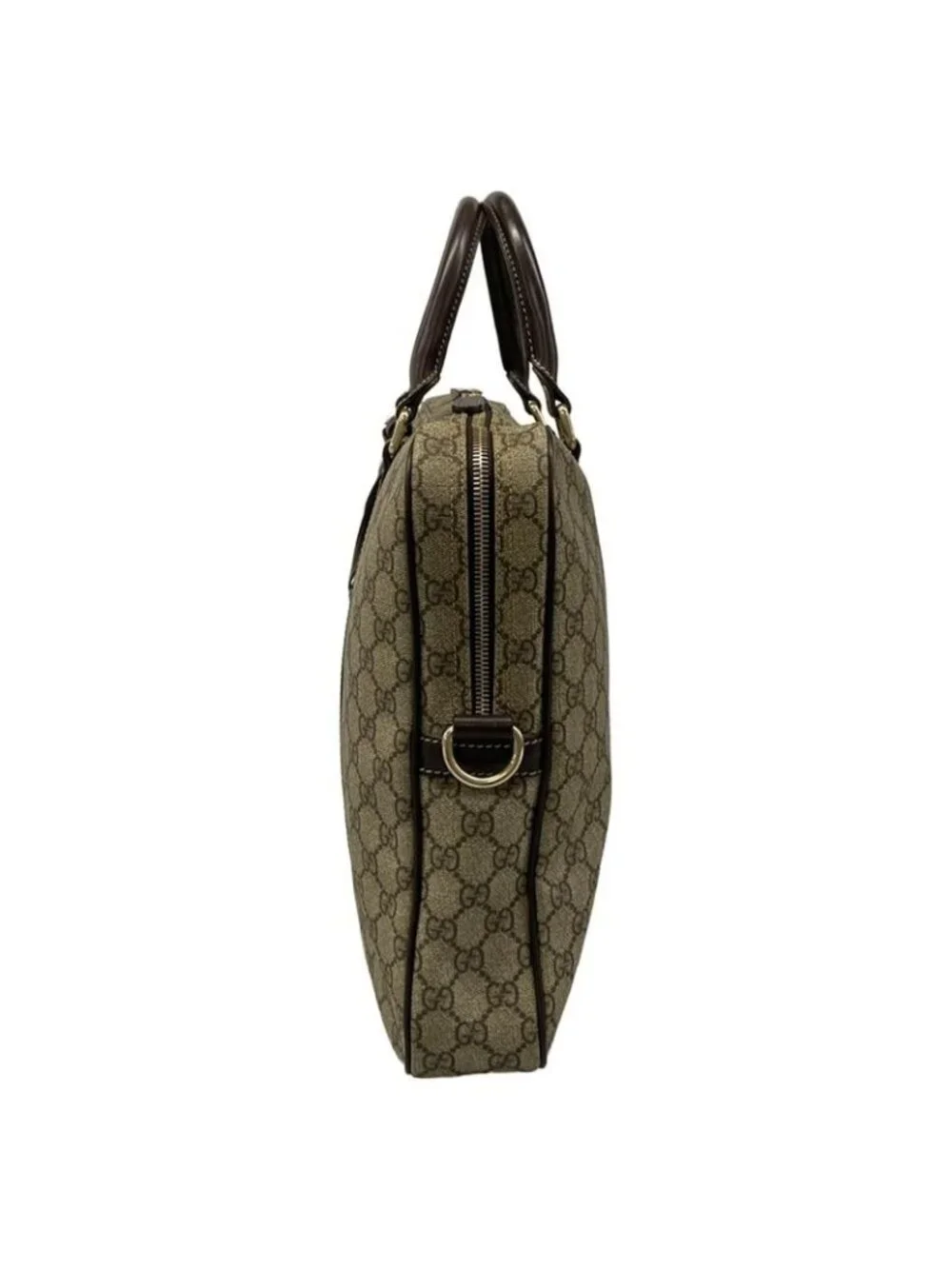 Gucci Business Bag GG Plus Supreme Beige Ebony Dark Brown Leather - Picture 4 of 15